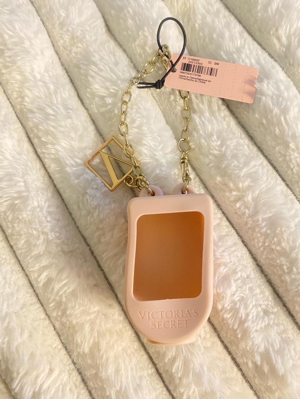 Victoria's Secret Pink & Gold Sanitizer Holder Keychain